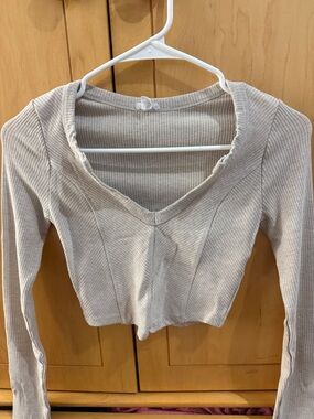 Garage Ribbed long sleeve crop top